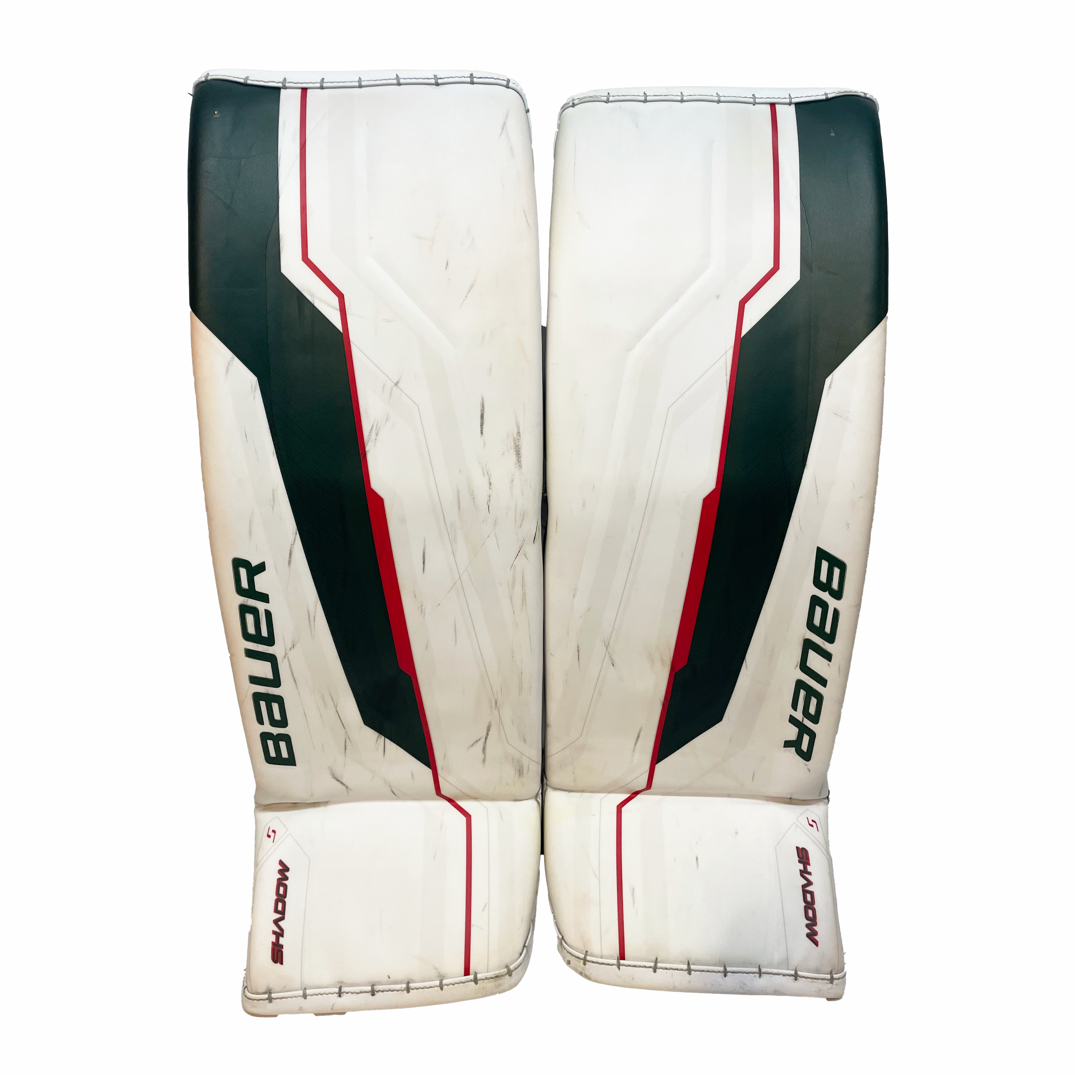 Bauer Supreme Shadow - Jambières de gardien de but Pro Stock d'occasion (blanc/vert/rouge)